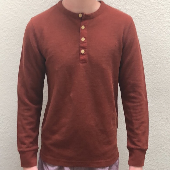 Goodfellow & Co | Men's Rust Long Sleeve Henley Pullover shirt - Picture 5 of 10